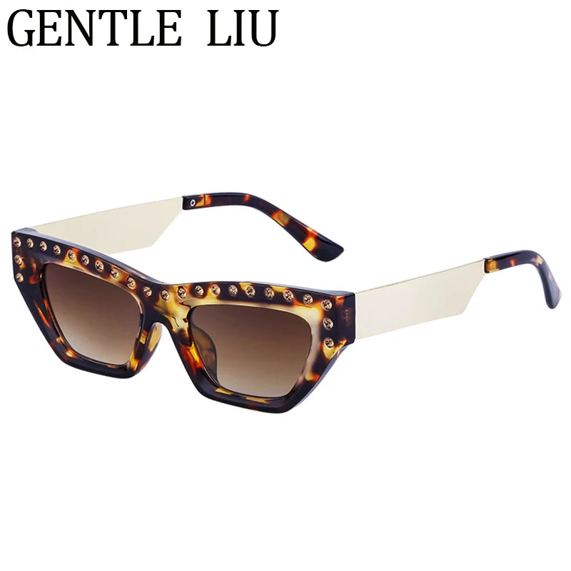 Rhinestone Cat Eye Rectangle Sunglasses
