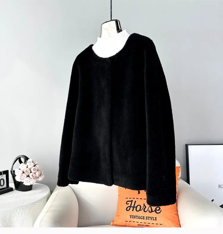 Real Shearling Wool Coat