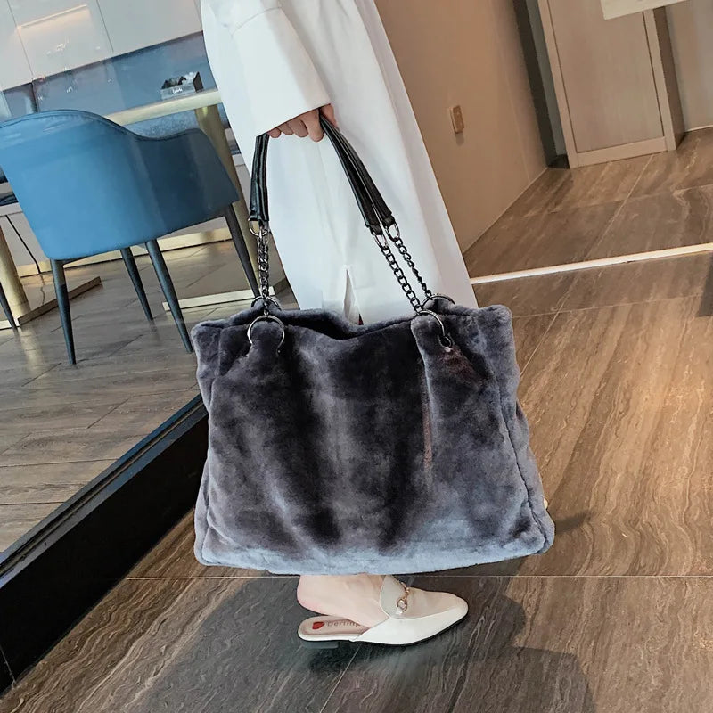 Soft Plush Large Capacity Luxury Shoulder Bag for Women