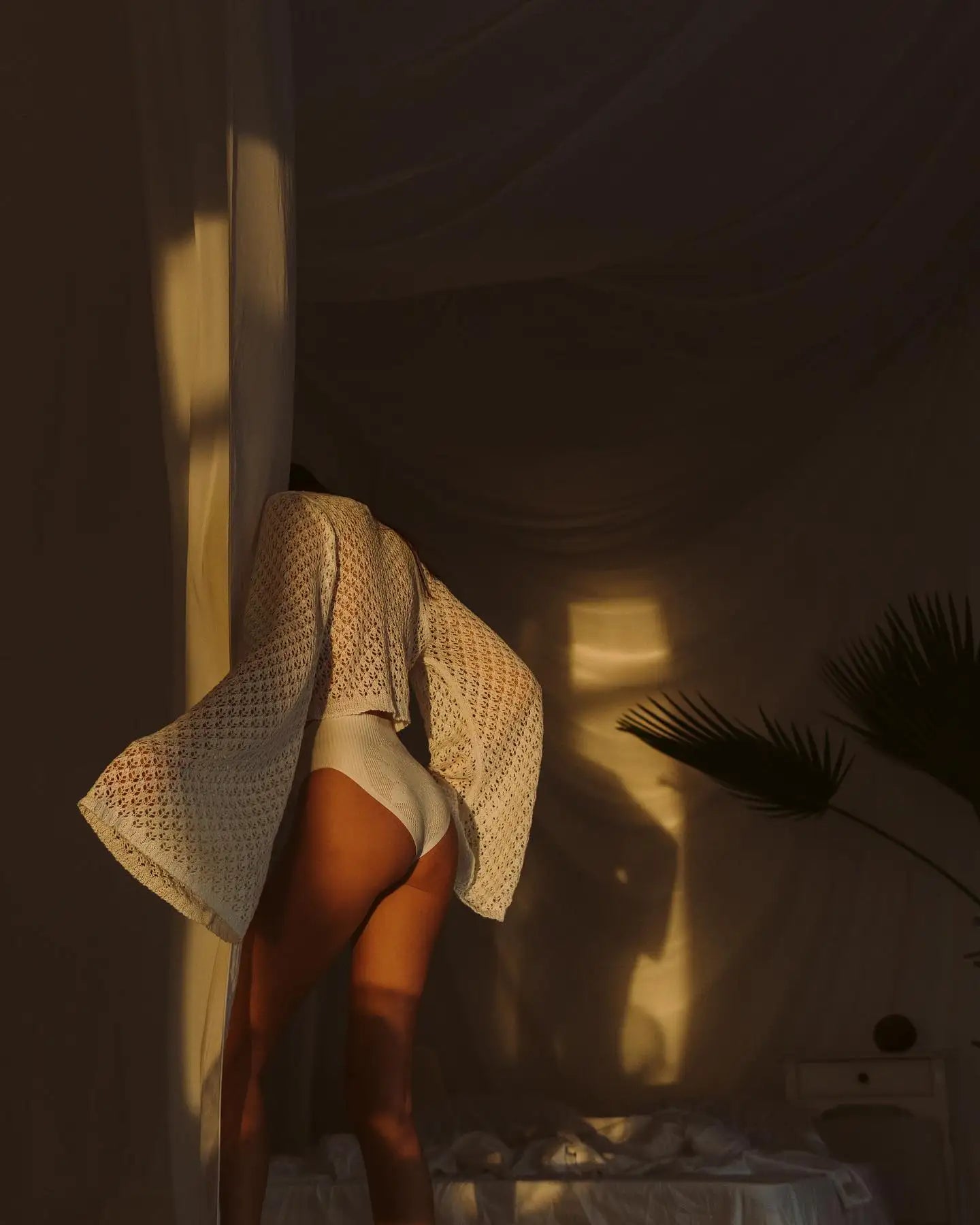 Sexy Knit Set White Cut Out Swimsuit Cover Up 2025 Women's Summer Bell Sleeve Lace-up Loose Top Beach Half Skirt Two-piece K136