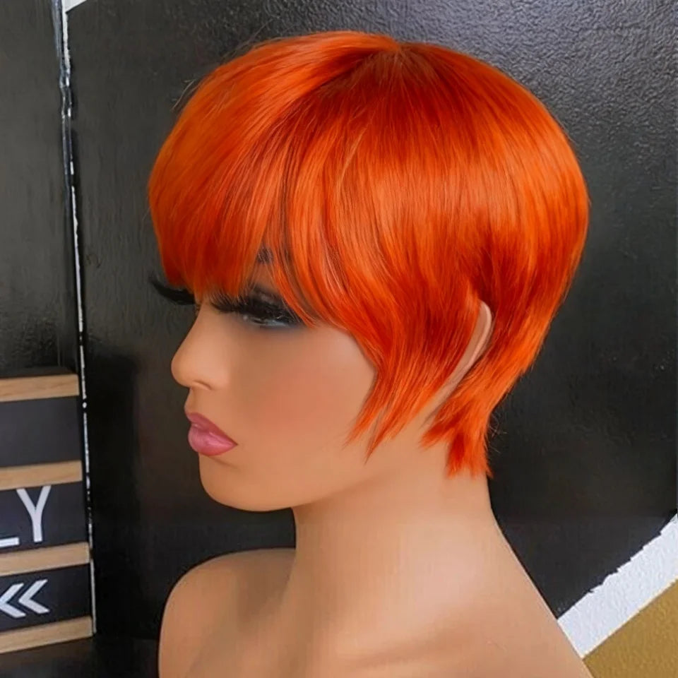 Straight Blonde Human Hair Wig With Bangs For Women