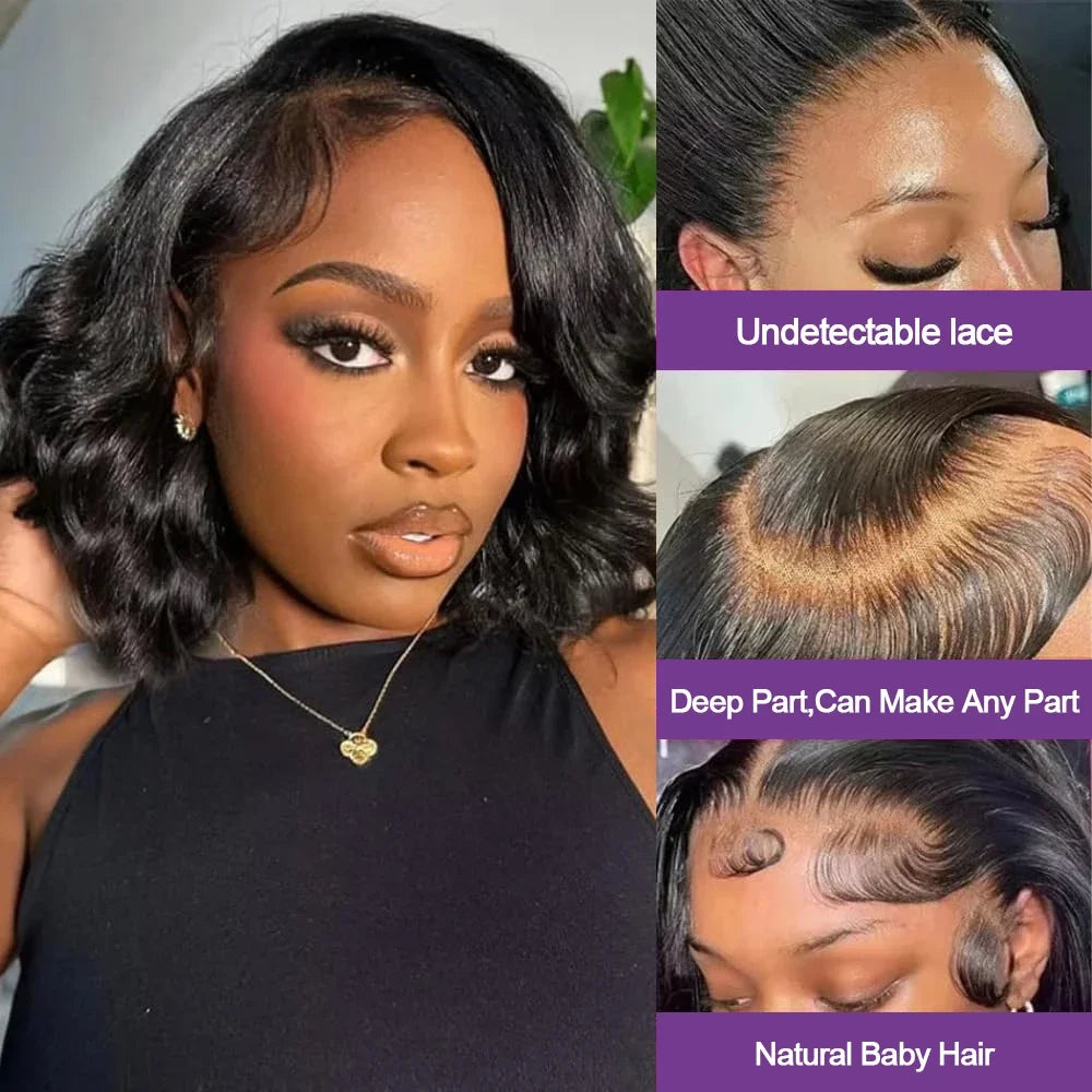 Short Natural Body Wave Lace Front Bob Wig for Women