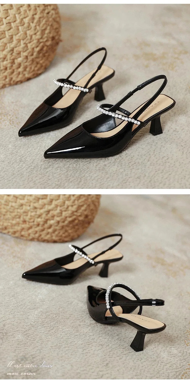 Rhinestone Stiletto Back Strap Sandals