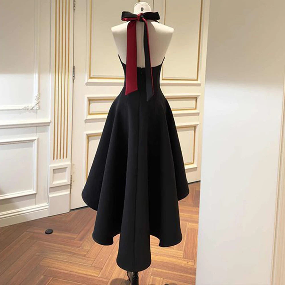 Elegant Contrasting Color Square Neckline Dress For Women