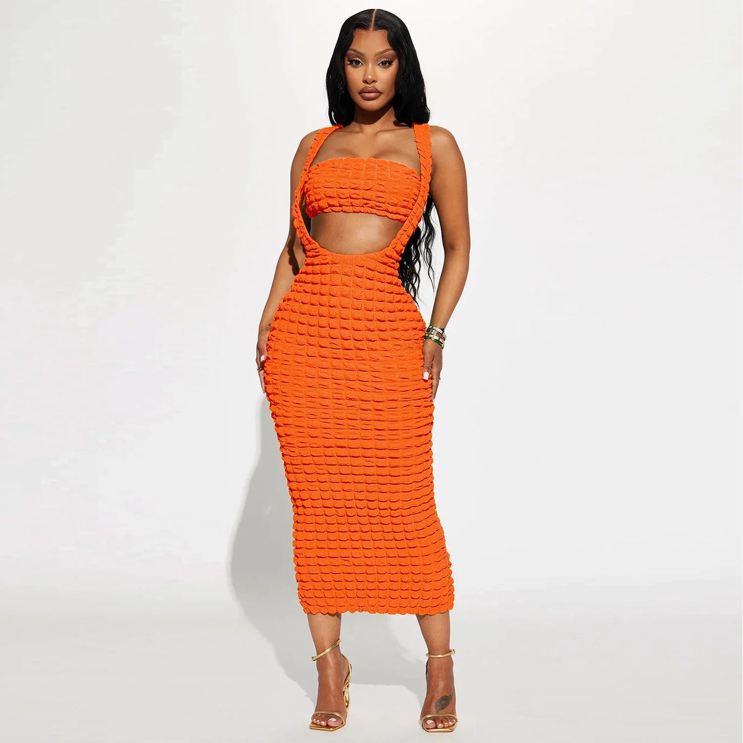 Cutout Crop Top Two Piece Set