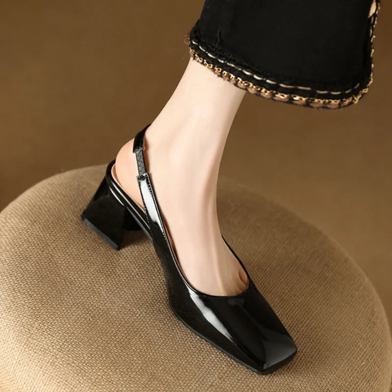 Elegant Bright Green Patent Leather Slingback Pumps for Women