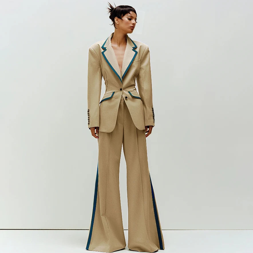 Tailored Notched Collar Two Piece Suit Set For Women