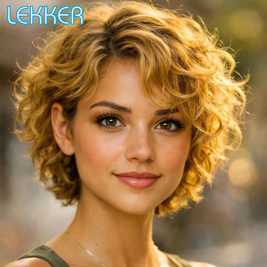 Short Wavy Bob Lace Front Human Hair Wig for Women