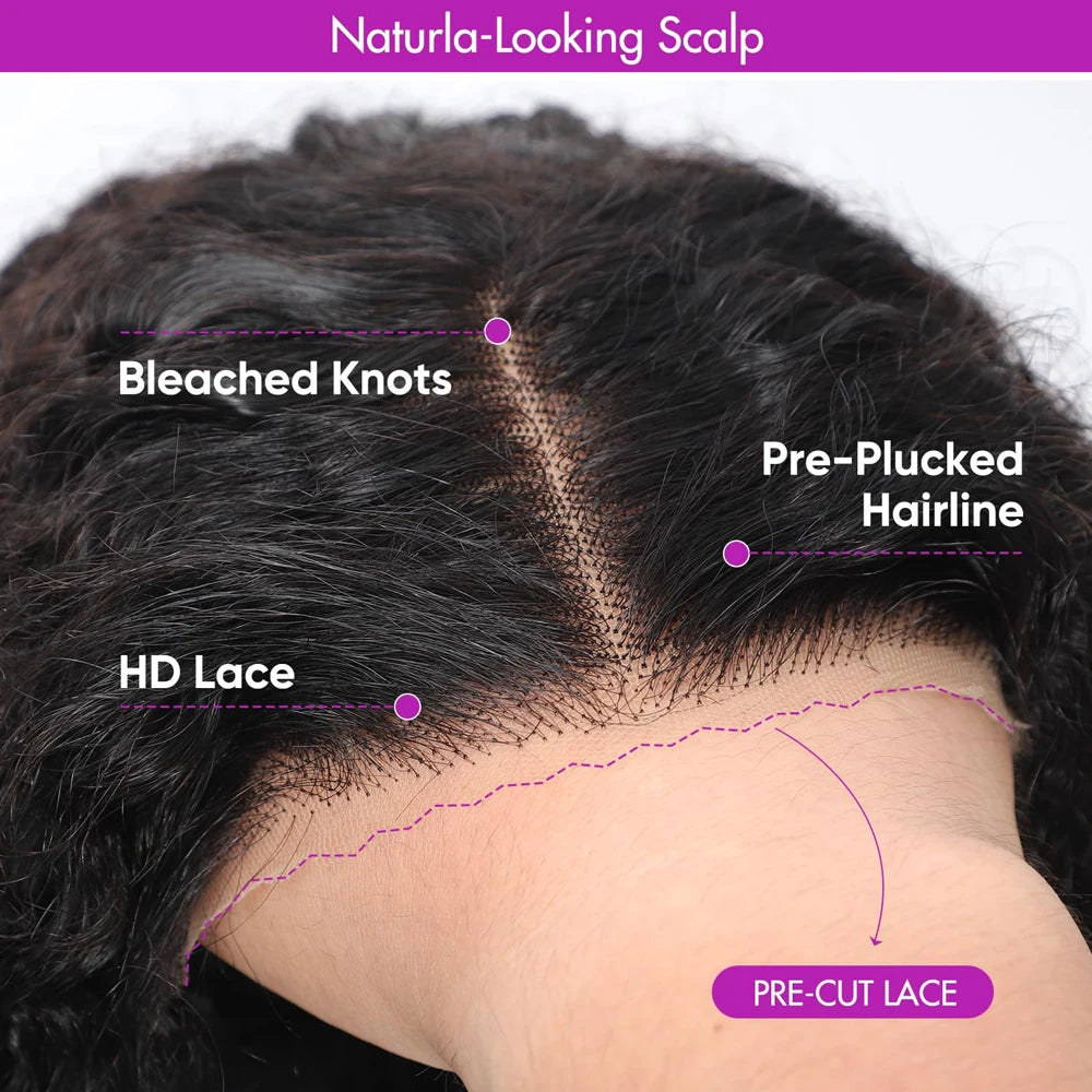 Deep Curly Wave Glueless Brazilian Human Hair Lace Wig For Women