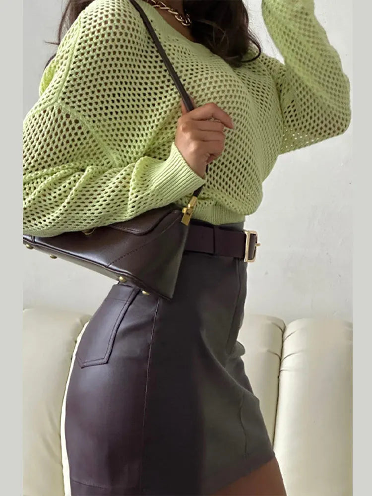 Lightweight Hollow V Neck Tunic