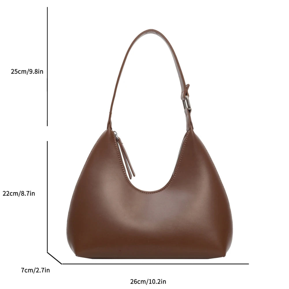 Minimalist Pure Color Polyurethane Leather Shoulder Bag for Women