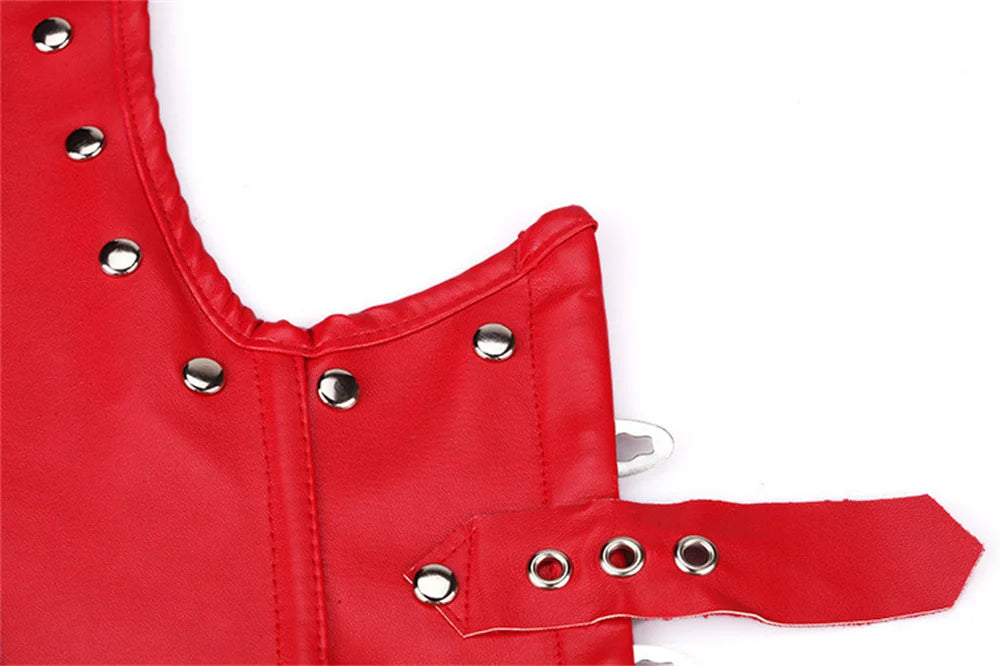 Gothic Faux Leather Underbust Plus Size Corset for Women