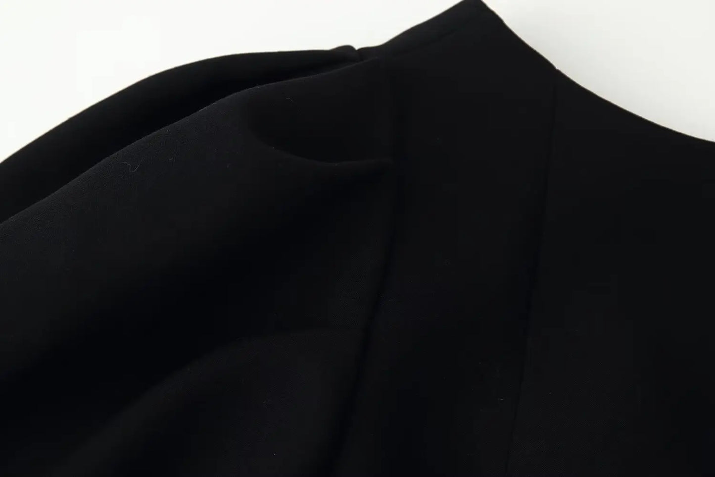 Pearl Bow Puff Sleeve Black Backless Top for Women