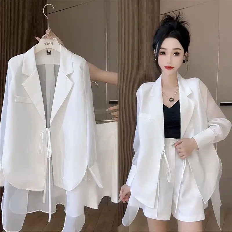 Summer 2 Piece Outfits 2025 Formal Kit Office Blazer Suits Set of Two Fashion Pieces for Women Shorts Cheap Womens Matching Sets