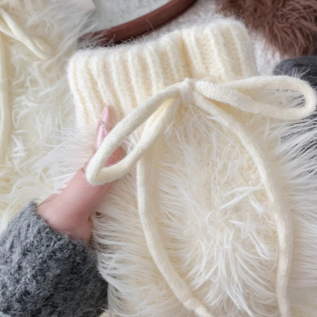 Cozy Fluffy Knitted Over The Knee Leg Warmers for Women