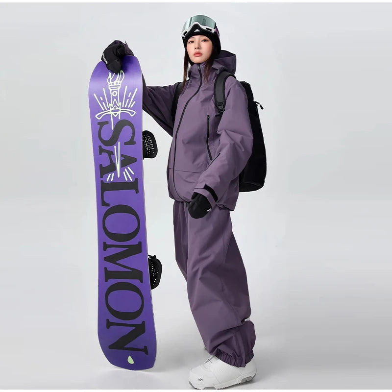 Waterproof Fleece-Lined Hooded Windbreaker Set for Women