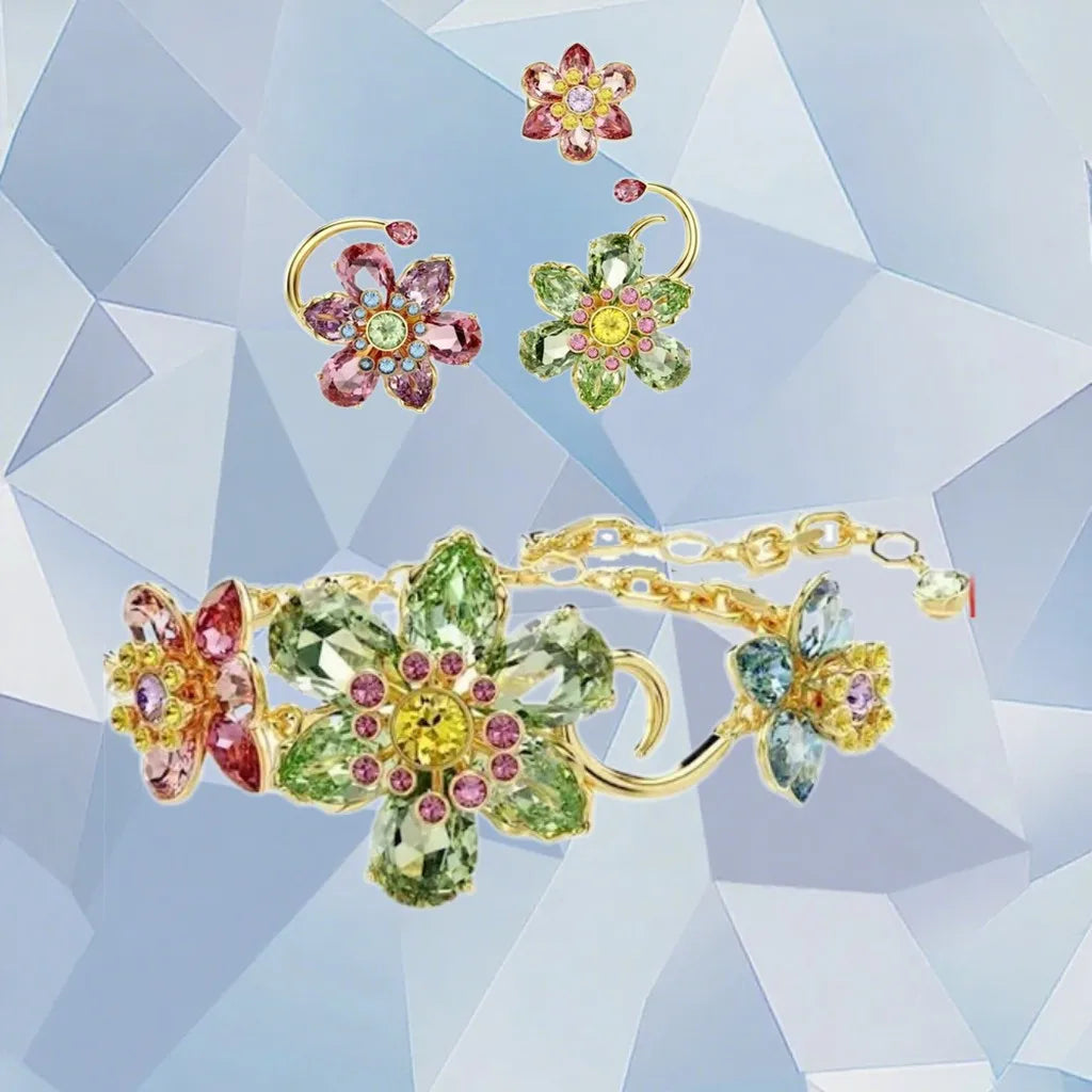 Gold Plated Zirconia Crystal Pendant Set for Women