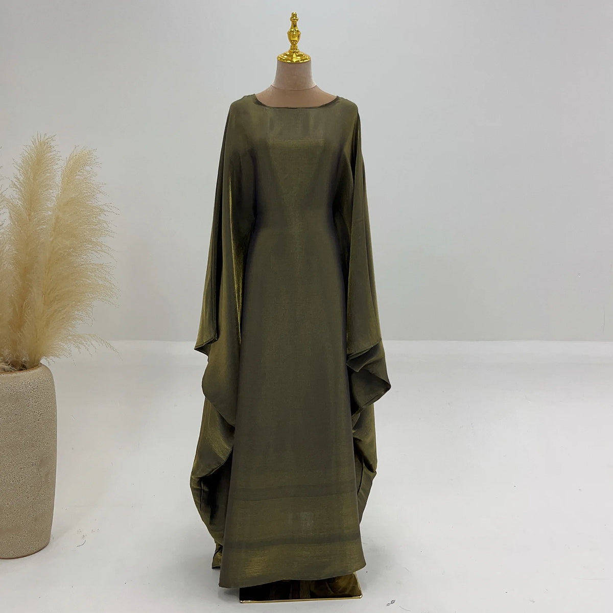 Shiny Loose Ankle-Length Kaftan Maxi Dress for Women
