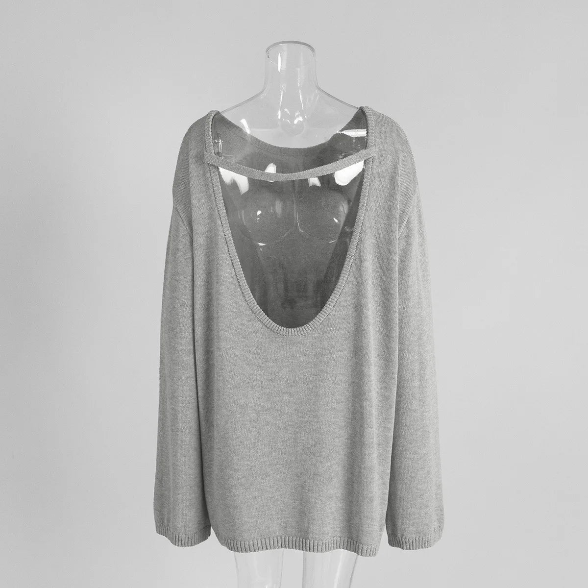 Backless Patchwork Knit Sweater