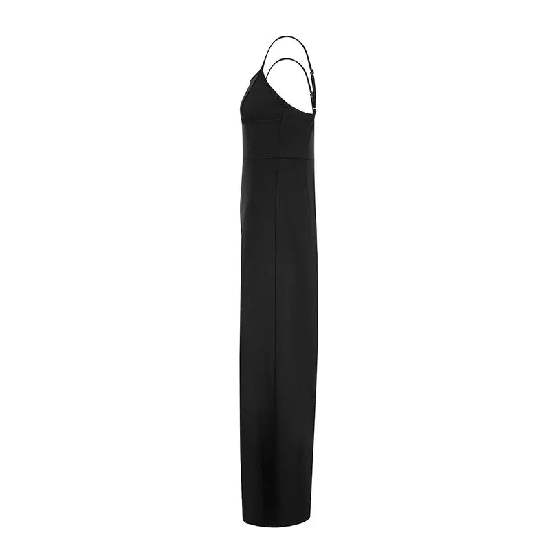 Summer New Women Sling Jumpsuits Streetwear Fashion Casual Slim Jumpsuits Black Sexy Backless V-Neck Sleeveless Female Clothing
