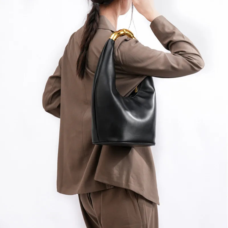 Soft Leather Top Handle Tote Bag