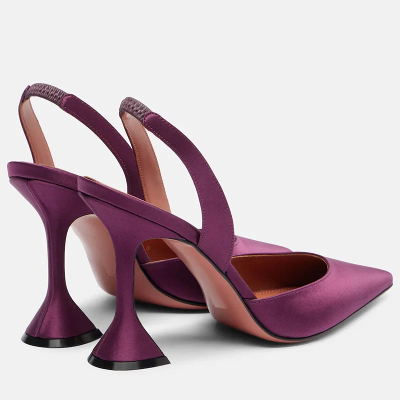 Satin Pointed Toe Back Strap High Heel Sandals for Women