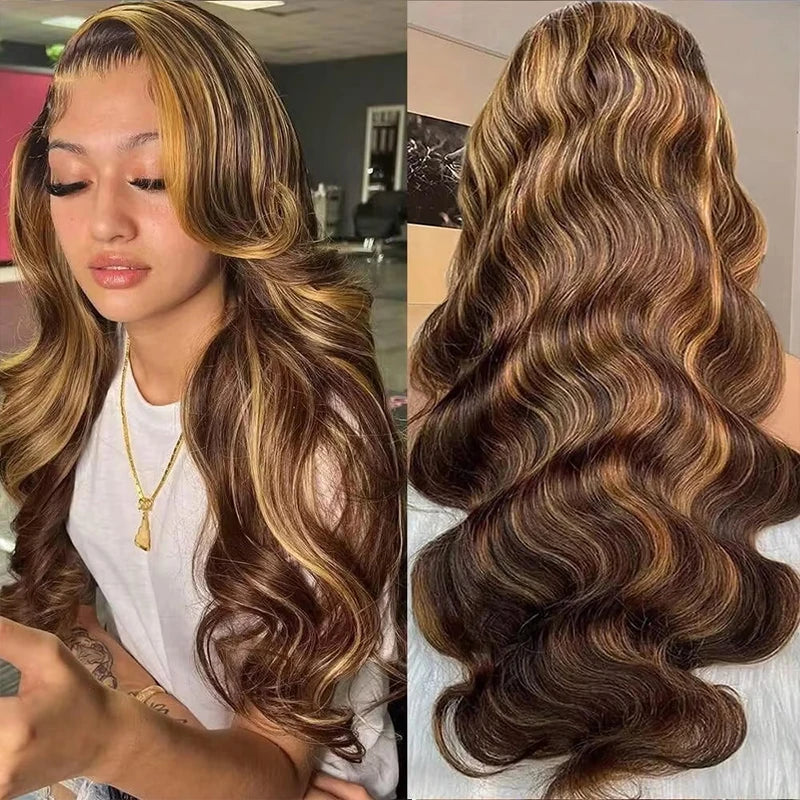 Ombre Brown Honey Blonde Body Wave Wig