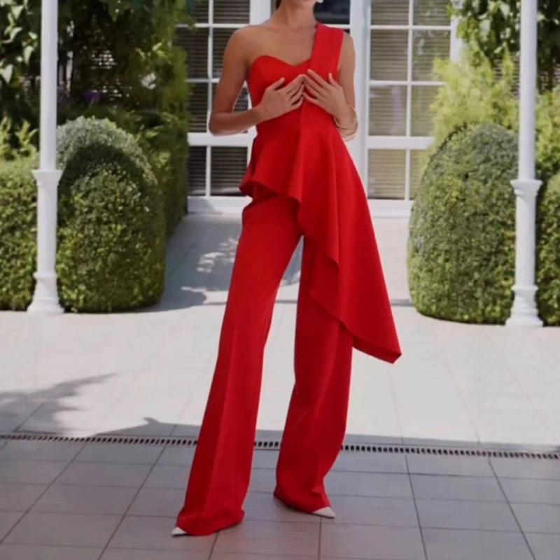 Elegant Sleeveless Halter Top And Pocket Pants Set for Women