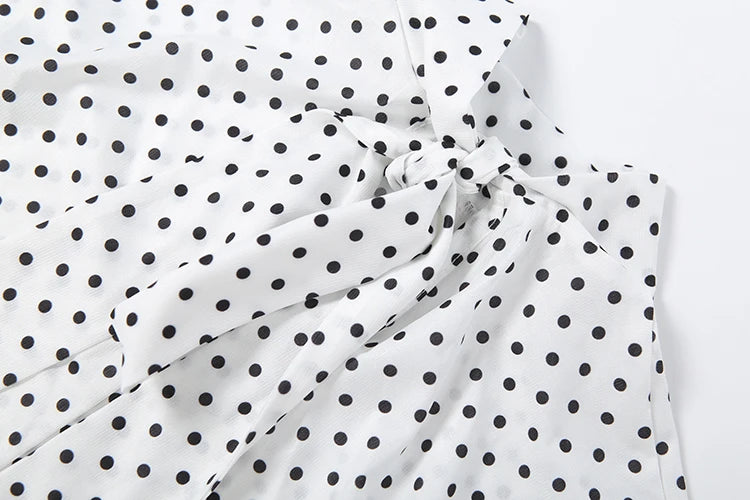 Polka Dot See Through Crop Top and Shorts Set for Women