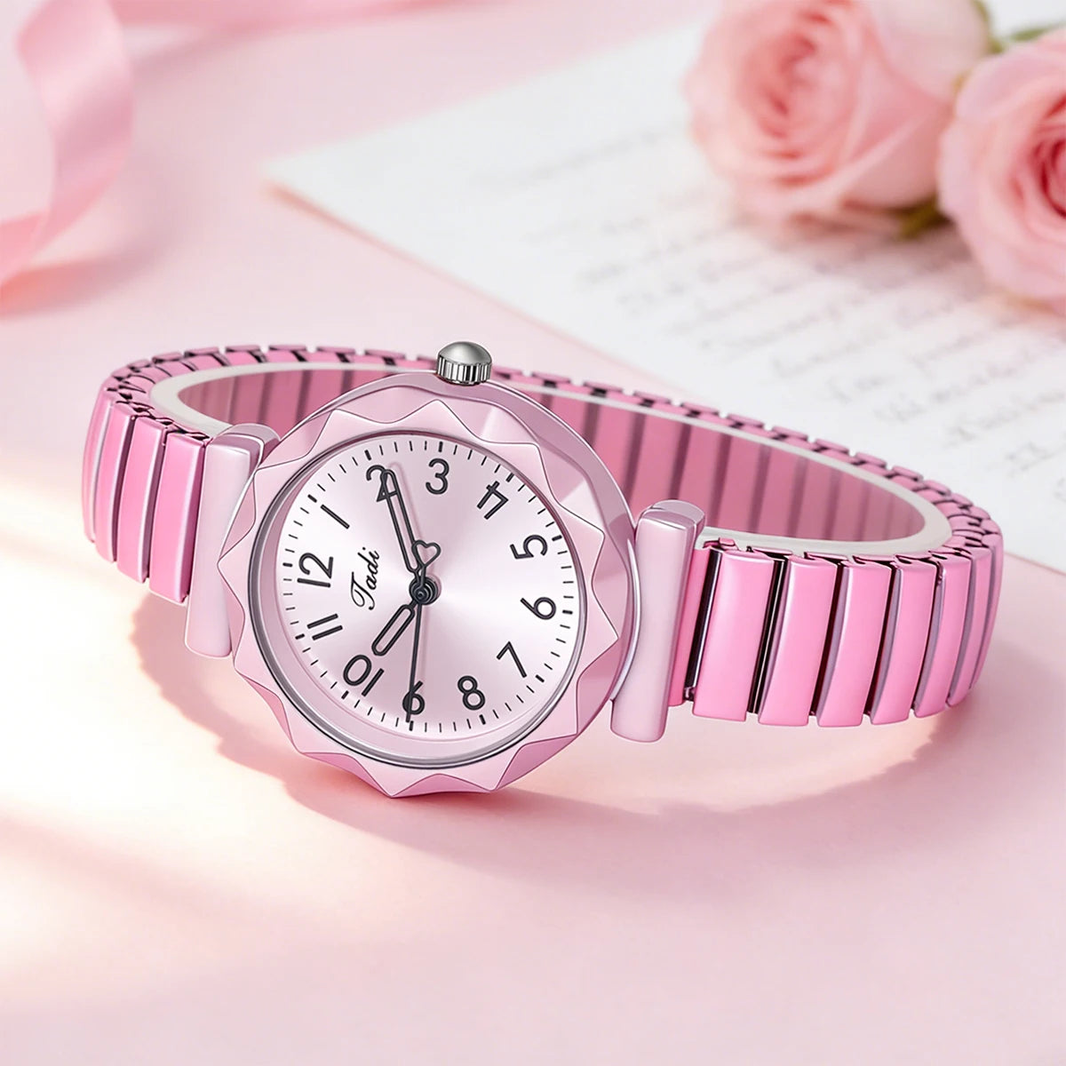 Round Dial Elastic Band Quartz Watch