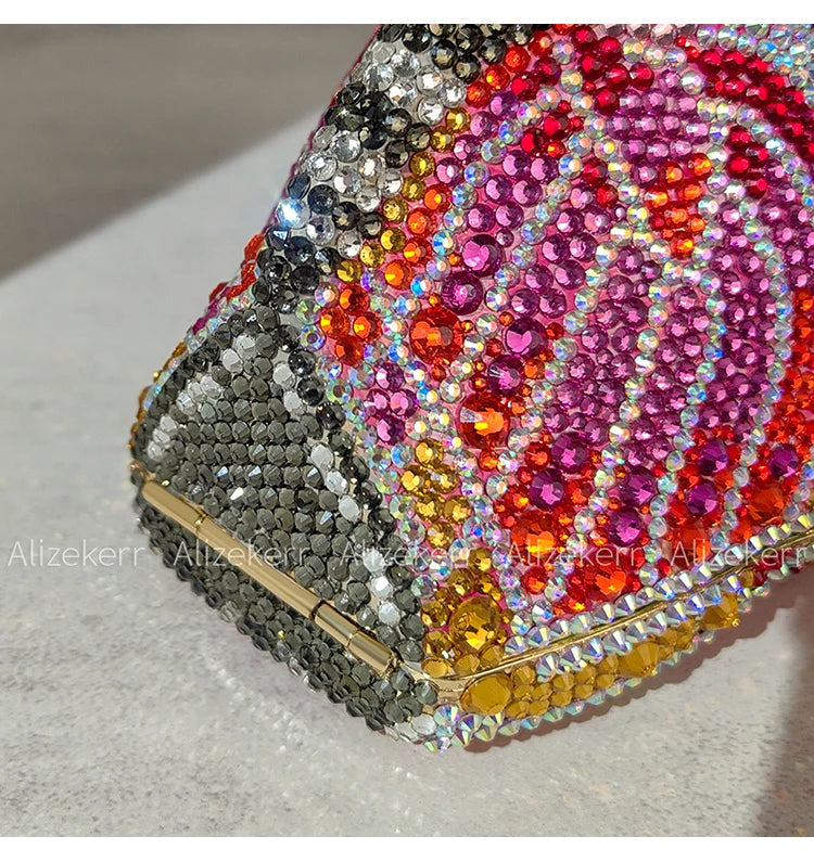 Alizekerr Butterfly Diamond Evening Bags Women 2025 Luxury Designer Gorgeous Rhinestone Clutch Purses And Handbags Wedding Party