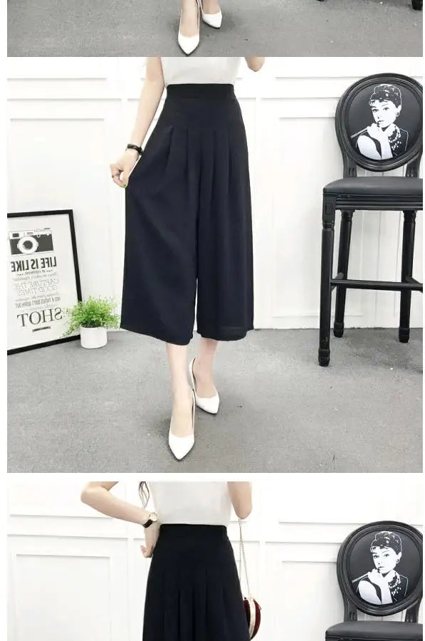 High Waist Pleated Wide Leg Cotton Linen Pants For Women