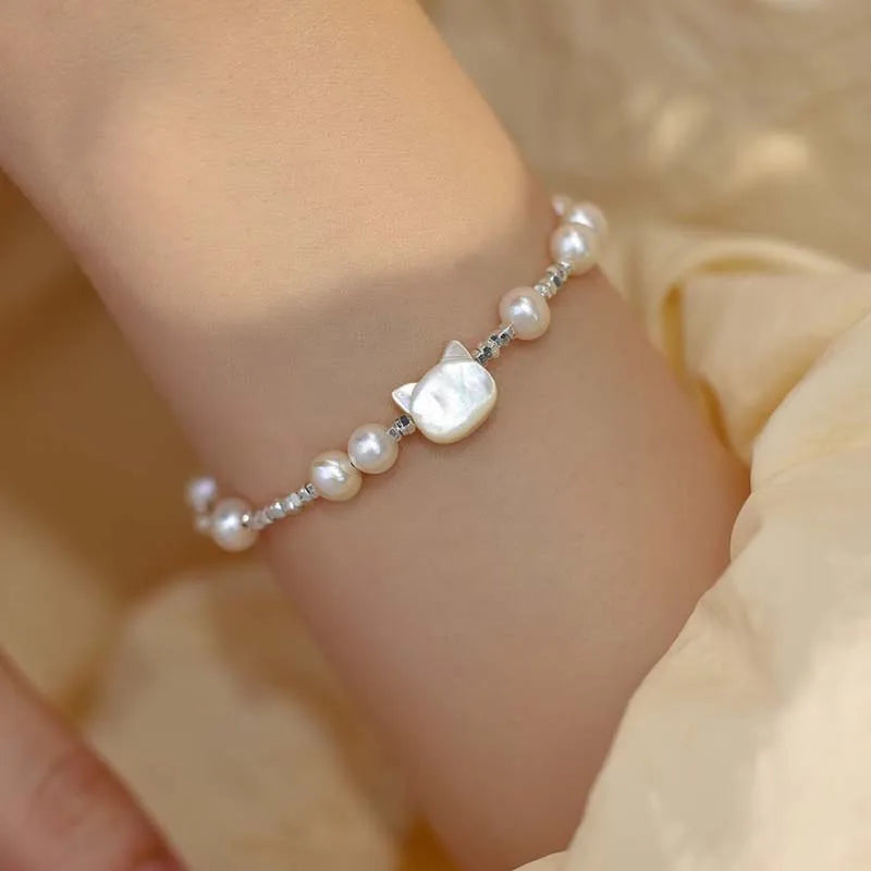 Pearl And Shell Adjustable Chain Bracelet for Women