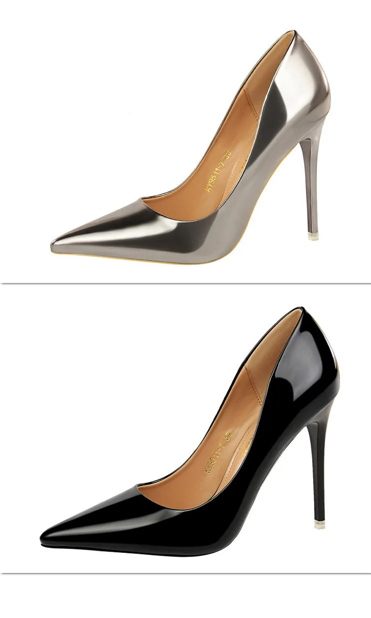 Classic Patent Leather Stiletto High Heel Pumps for Women