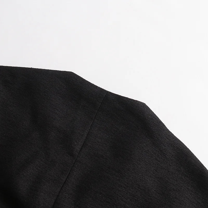Black Diamond Encrusted Single Breasted Cropped Jacket For Women