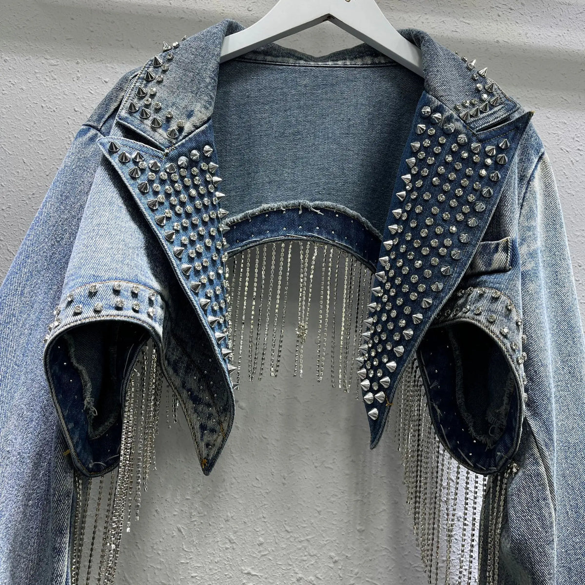 Tassel Trim Denim Jacket for Women