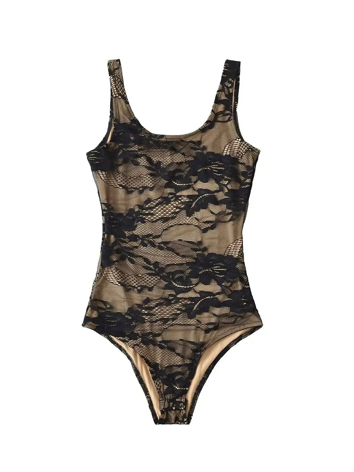 Elegant Sleeveless Bodycon Lace Bodysuit Top For Women
