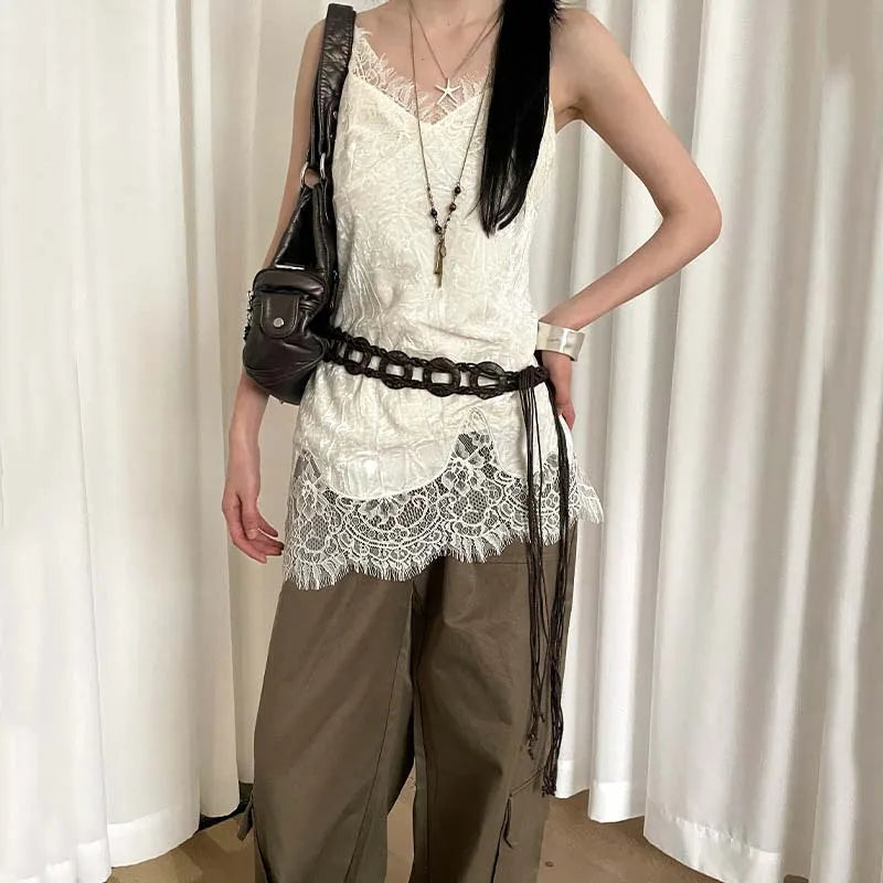 Vintage Handmade Woven Beaded Waist Chain for Women