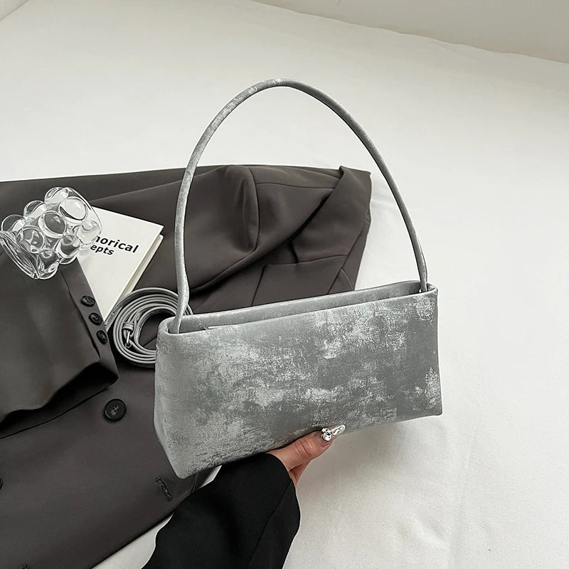 Retro Texture Design Underarm Bag Solid Color Simple Advanced Versatile Ladies Handbag Elegant Fashion Exquisite Shoulder Bag