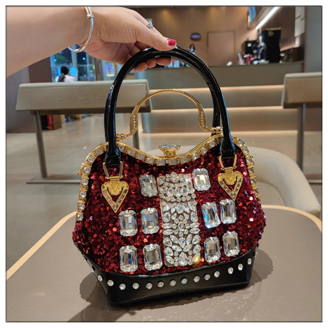 Crystal Sequin One Shoulder Crossbody Handbag for Women