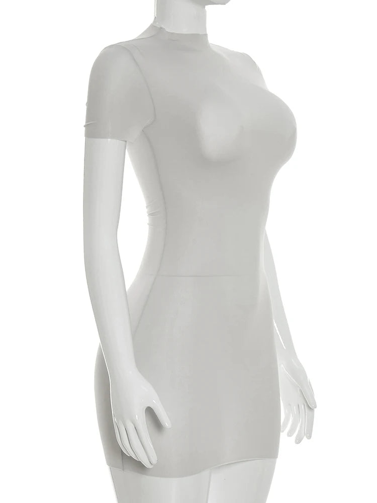 Elegant See Through Mini Dress with Stretch for Women