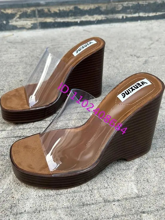 Open Toe Platform Wedge Sandals With Rubber Sole For Women