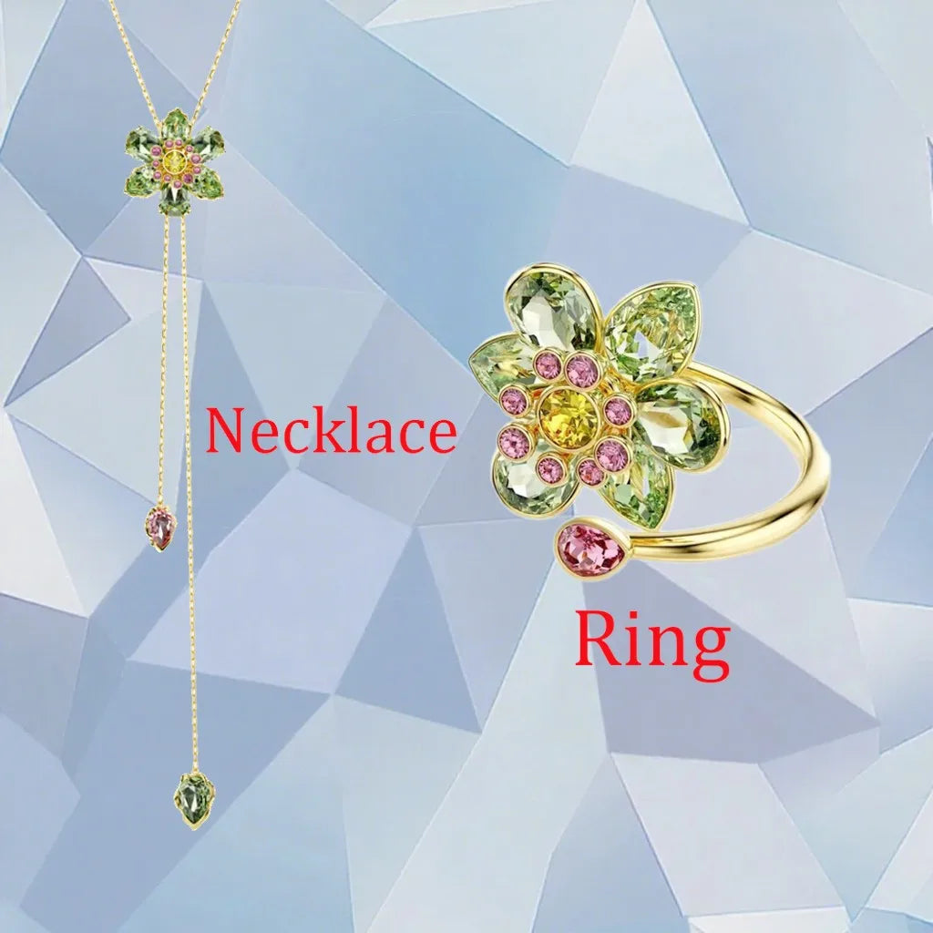 Gold Plated Zirconia Crystal Pendant Set for Women