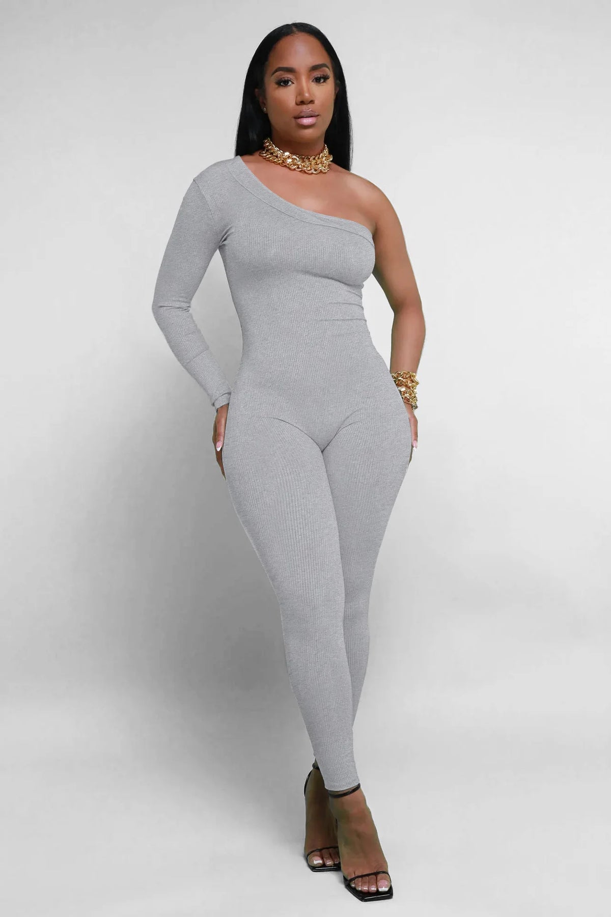Slim Fit Knitted Full Length Club Jumpsuit for Women