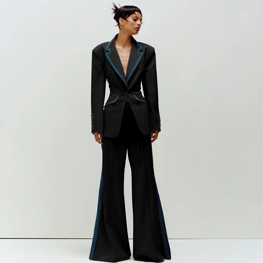 Tailored Notched Collar Two Piece Suit Set For Women