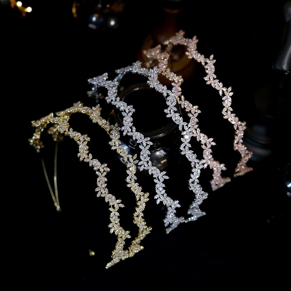 Dazzling Rose Gold Bridal Crown Headpiece For Women