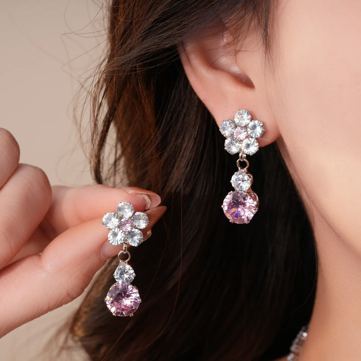 Floral Cubic Zirconia Necklace Set
