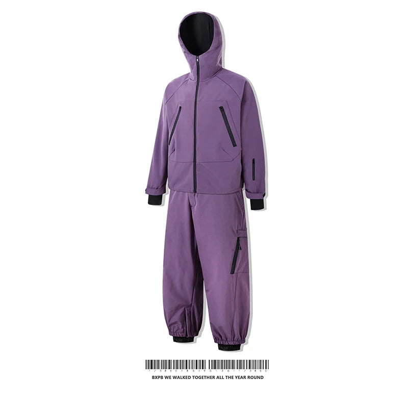 Waterproof Fleece-Lined Hooded Windbreaker Set for Women