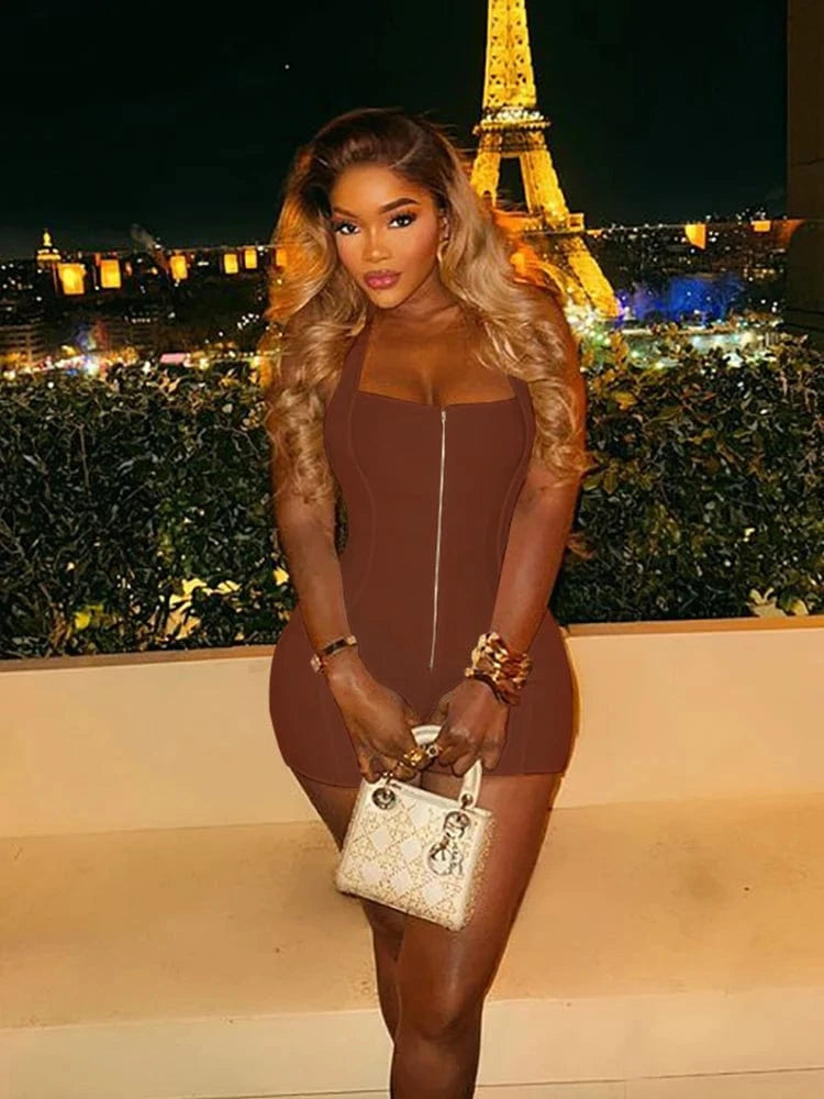 Weird Puss Zip Halter Romper Women  2025 Summer Stretch Fitness Sporty Hipster Backless Sleeveless Playsuit Casual Trend Outfits