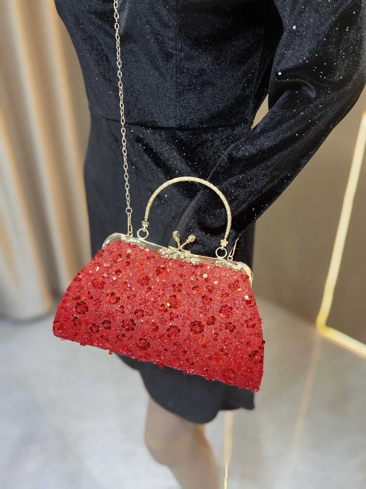 New Dinner Handbag Sequined Diamond Dinner Party Women's Handbag Luxury Brand Fashion Trend Women's Shoulder Crossbody Bag